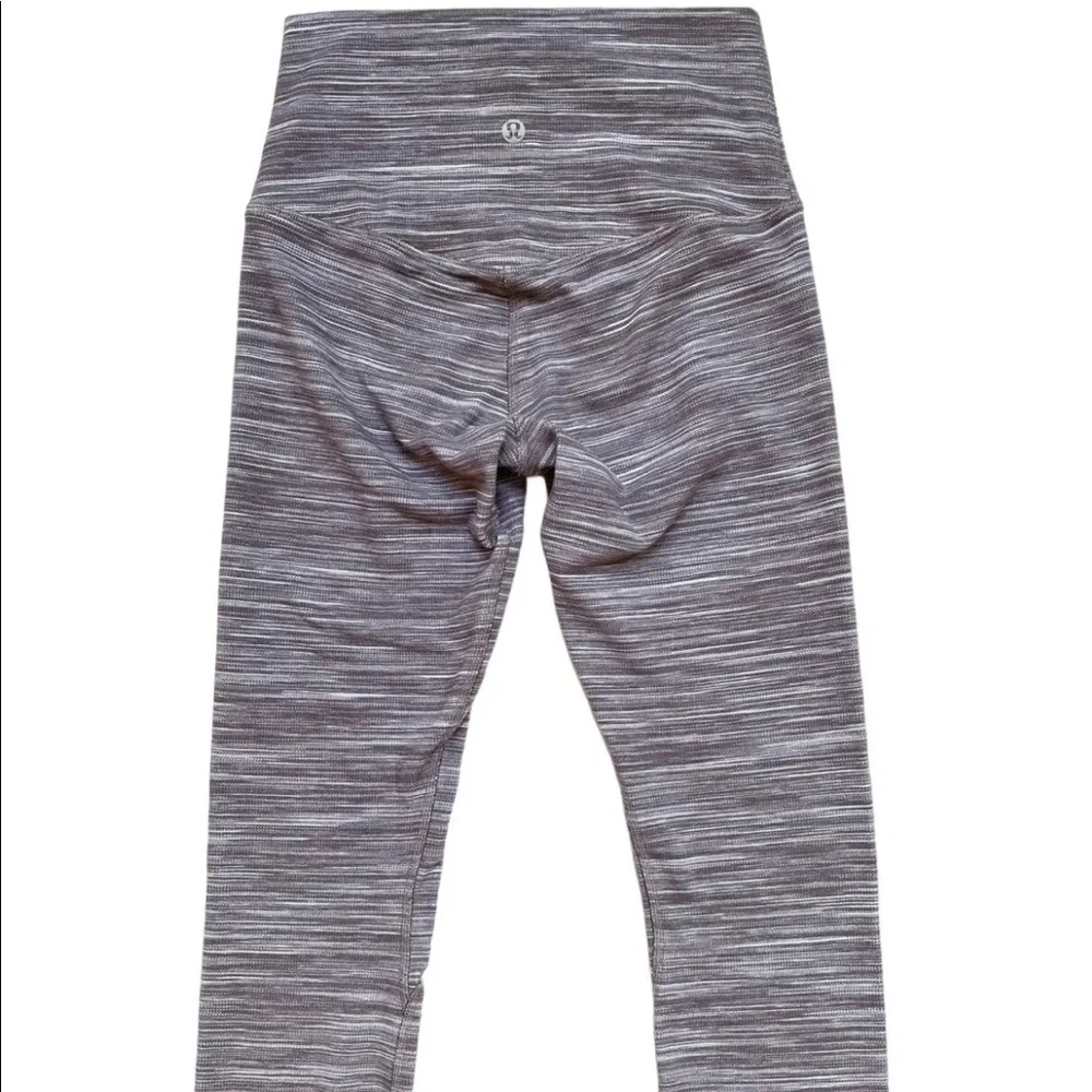 Lululemon Align Crop 21” Mini Space Dye Herringbone Jacquad Blk Cherry White 4
